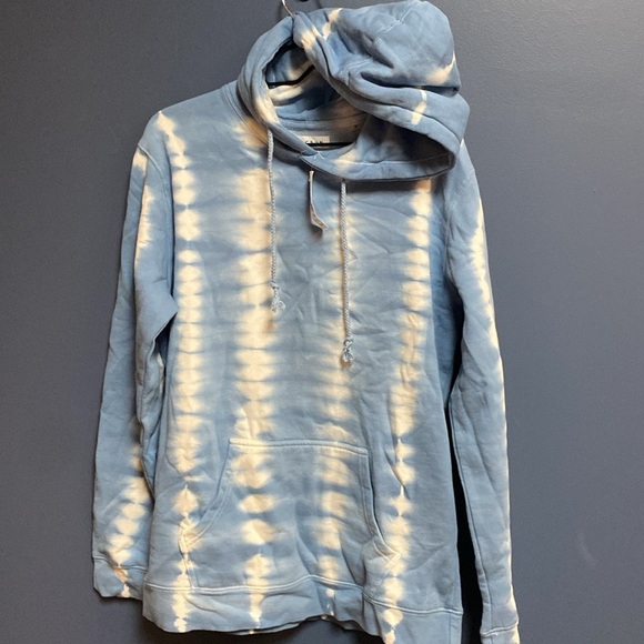 NWT PACSUN SIZE  MEDIUM MENS HOODED SWEATSHIRT BLUE WHITE TIE DUE DESIGN UNISEX - Picture 7 of 10